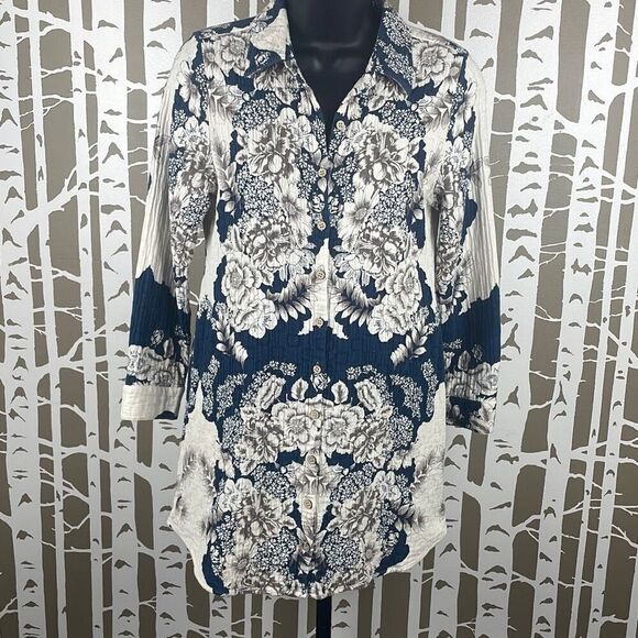 Soft Surroundings Gauze Floral Print Tunic Blouse XS - Picture 10 of 10